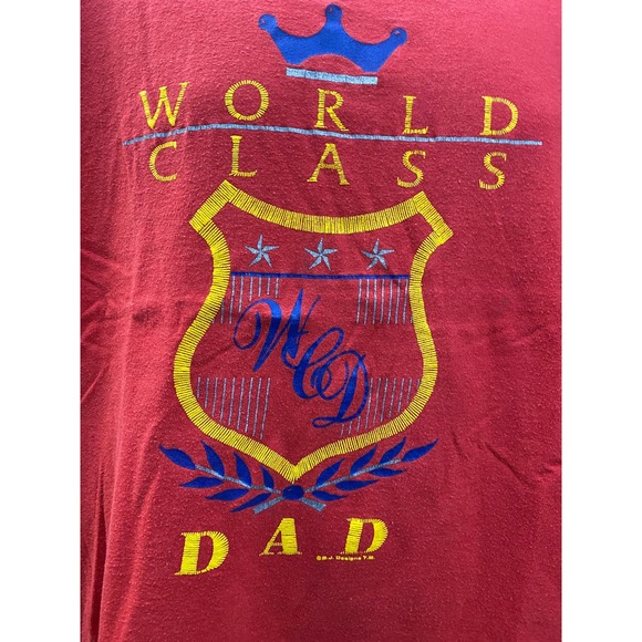 Vintage World Class Dad T Shirt Size Large Red Single Stitched USA - Picture 10 of 13